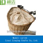 Removable wicker bicycle/bike basket and kit with lining-
