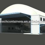 Hydraulic swing door container, storehouse building