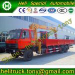 DFAC 6X4 diesel red flatheaded Cargo Truck with Crane (Emission: Euro 2, Euro 3, Euro 4; Crane: 8 tons,10 tons; Color: Optional)-HLQ5250JSQ