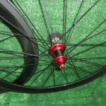 carbon wheelset 50mm clincher glossy wheelset red powerway r36 20-24 hole hub free shipping