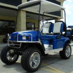 EZGO Blue/Orange Pds 36v Golf Cart W/two Tone Seats