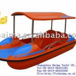 Fiberglass orange and blue Pedal Boat