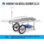 stainless steel wheeled stretcher with two big and small wheels new