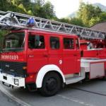 Turntable ladder fire truck DLK 23-12 Magirus, team cabin DLK 23-12