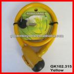 GK102.315 Yellow Electric Bicycle Lock, Steel Coil/Sprial Cable Lock for Bicycle/Bike