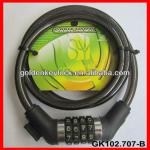 GK102.707-B Bicycle Combination Lock, Sprial Cable Lock with 4 digit number code, with mounting bracket