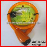 GK102.314 Orange Cable Coil Lock, Self-coiling Steel Cable Lock for bicycle security