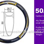Light Weight 700C 50mm Clincher Carbon Aluminum Rim/Wheels. Ally Break Surface cover with Carbon Fiber-MR-50AUL