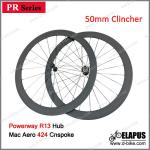 Only 1390g/pair! Big Sales 700C Full Carbon fiber bicycle road Wheels clincher 50mm with Powerway hub+Mac spoke+skewers-ES-PR50C