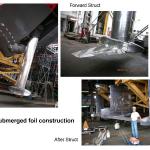 Fully submerged foil construction ship-