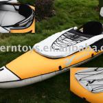 yellow single person inflatable kayak boat