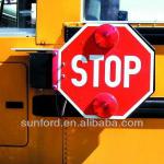 School bus stop sign and crossing arm apparatus-