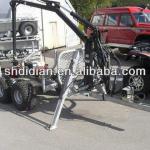 1500kgs 4X4/4WD atv/quad/utv towable timber trailer/grapple trailer with Hydraulic crane