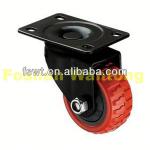 Red Polyurethane Industrial Rotating heat resistant casters With Black Frame