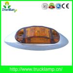 Waterproof 12V/24V 2.5*1&quot; oval Amber led side marker and clearance lamp with Chrome Base